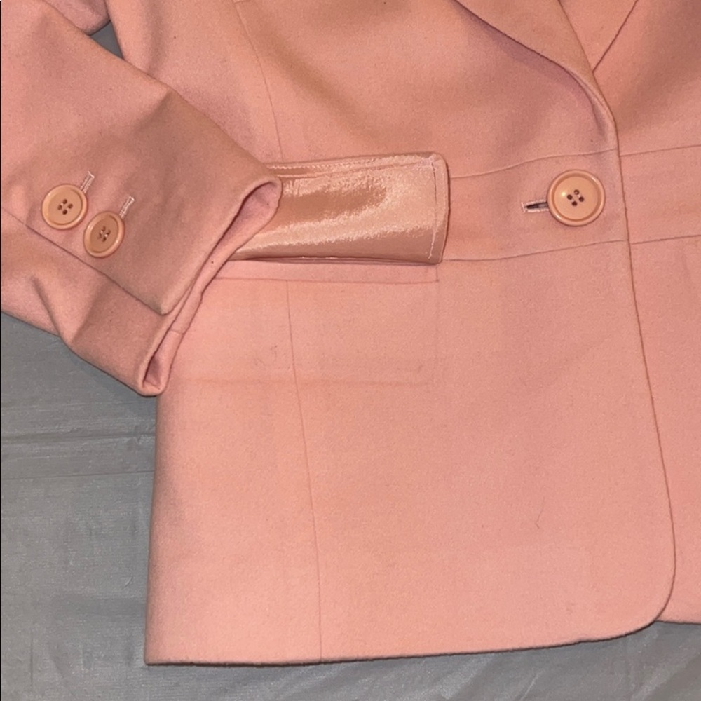 Loft Light Pink One-Button Wool Blazer Jacket 6 - image 8
